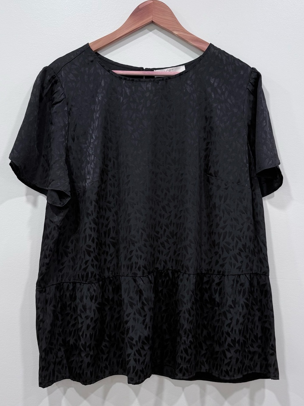 LOFT Black Flutter Sleeve Peplum Top - Picture 3 of 7